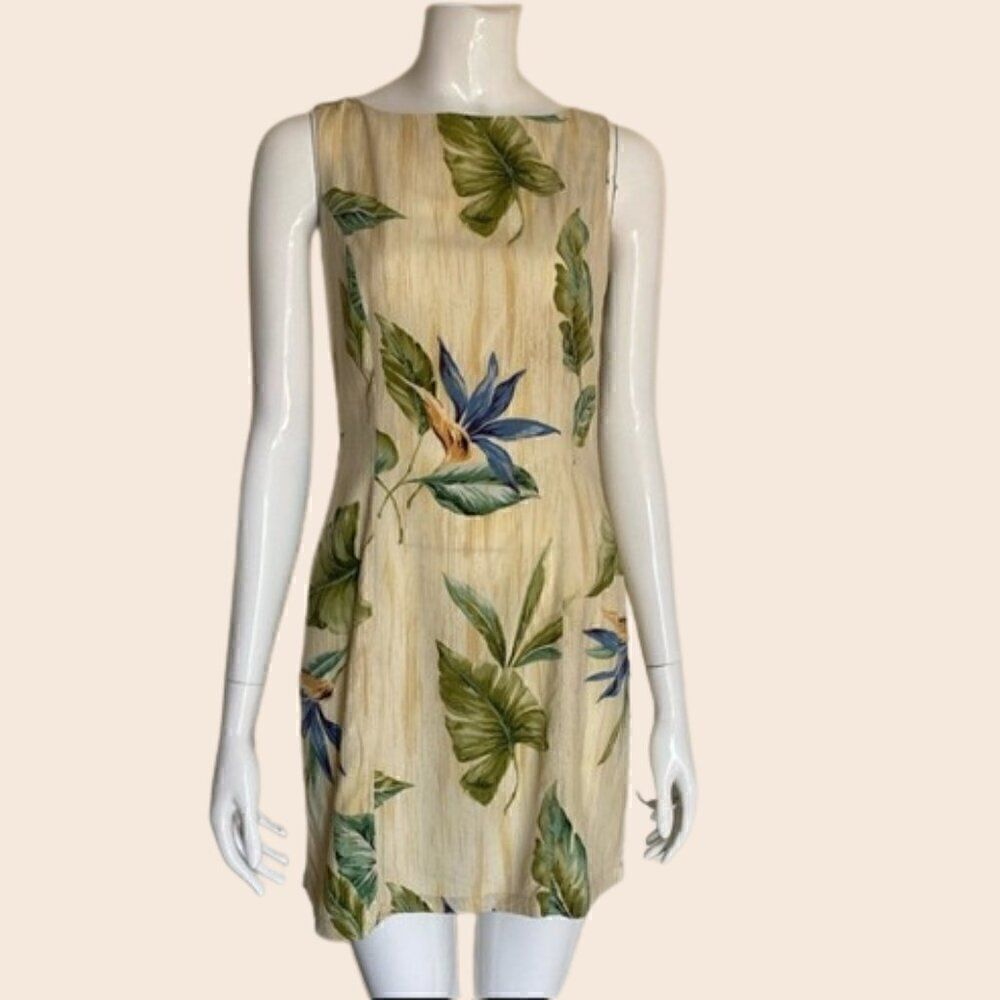 Vintage Tori Richards Hawaiian Bird of Paradise Mini Dress Size XS